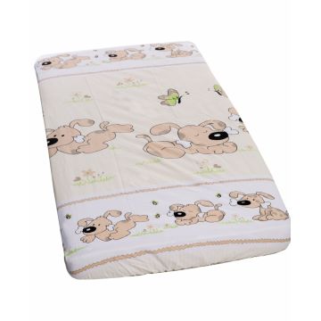 Cearceaf din bumbac cu elastic Puppy Beige 120x60 cm