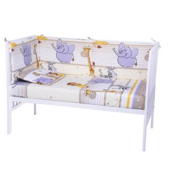 Lenjerie patut cu 5 piese Jungla Animalutelor Beige 013 Lenjerie patut cu 5 piese Jungla Animalutelor Beige 013