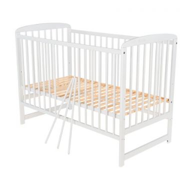 Patut din lemn Ola Babyneeds 120x60 cm din lemn de pin alb