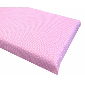 Cearsaf cu elastic roata 120x60 cm Buline albe pe roz