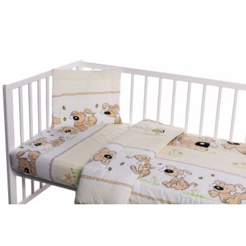 Lenjerie patut cu 3 piese Puppy Beige