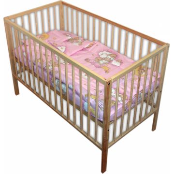 Lenjerie patut cu 3 piese Ursuletul Somnoros Roz