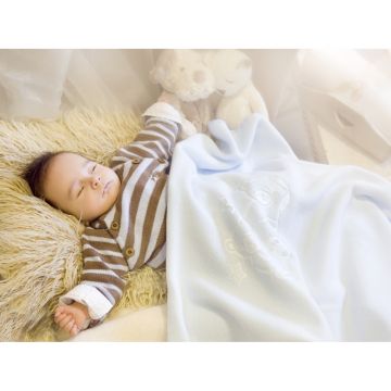 Paturica bebelusi cu model Polar Fleece 90 x 80 cm Womar Zaffiro PT-PF-03