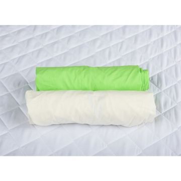 Set 2 x cearceaf cu elastic pt patut de 120x60 cm crem+verde