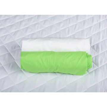 Set 2 x cearceaf cu elastic pt patut de 120x60 cm verde+alb