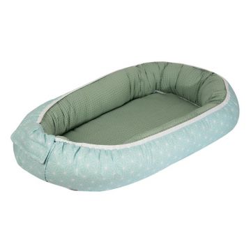 Baby Nest reversibil Origami Waffle duo mint-turcoaz 70 x 45 cm