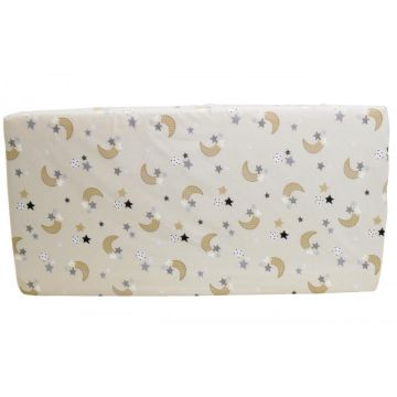 Cearceaf din bumbac cu elastic Cream Moon Dark 120x60 cm