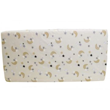 Cearceaf din bumbac cu elastic Cream Moon Dark 120x60 cm