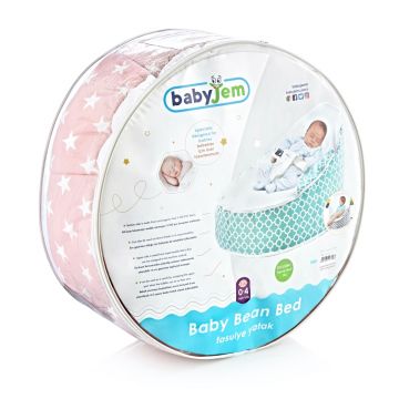 Fotoliu pentru bebelusi cu ham de siguranta Baby Bean Bed Grey Leaves