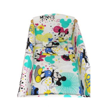 Lenjerie patut 7 piese, Maxi, Minnie si Mickey, crem, 120 x 60 cm