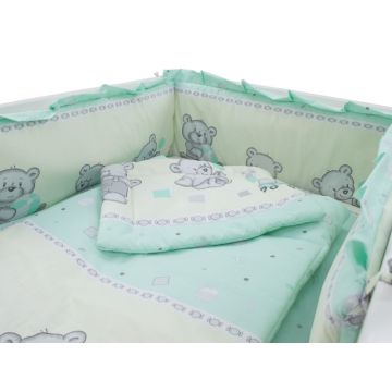 Lenjerie patut cu 4 piese 120x60cm Teddy Toys Turquoise M1