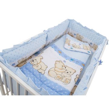 Lenjerie Teddy Friends Albastru 4+1 piese M2 140x70