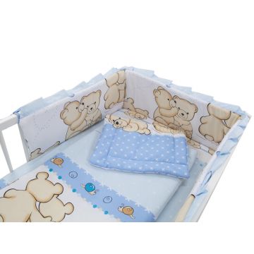 Lenjerie Teddy Friends Albastru 4 piese M1 140x70