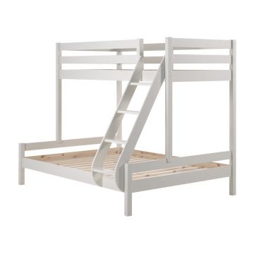 Pat supraetajat alb din lemn de pin 140x200/90x200 cm Pino Martin - Vipack