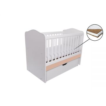 Patut Vessanti Como balansoar alb cu cappucino + saltea cocos confort 120 x 60 x 12 cm