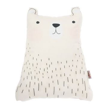 Pernă din amestec de bumbac pentru copii Mike & Co. NEW YORK Pillow Toy Bear Cute, 22 x 30 cm, maro deschis