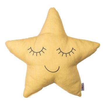 Pernă din amestec de bumbac pentru copii Mike & Co. NEW YORK Pillow Toy Star, 35 x 35 cm, galben