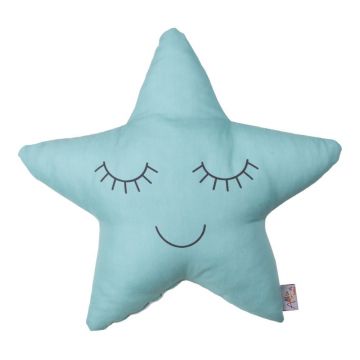Pernă din amestec de bumbac pentru copii Mike & Co. NEW YORK Pillow Toy Star, 35 x 35 cm, turcoaz