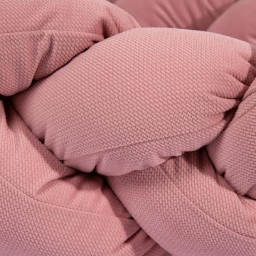 Protectie laterala patut bebe bumper impletit Velvet Dirty Pink 210 cm