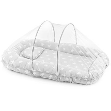 Saltea reductor BabyNest cu pernuta si plasa insecte Sleep Safe Grey