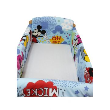 Set aparatoare patut, Maxi, Minnie si Mickey, albastru, 120x60cm