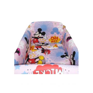 Lenjerie patut 7 piese, Maxi, Minnie si Mickey, roz, 120x60cm