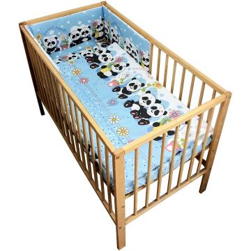 Lenjerie patut Sweet Panda 4 piese albastru 120x60 cm Lenjerie patut Sweet Panda 4 piese albastru 120x60 cm