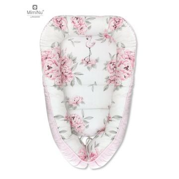 Cosulet bebelus pentru dormit Baby Cocoon 90x50 cm PinkPeonies pink MimiNu