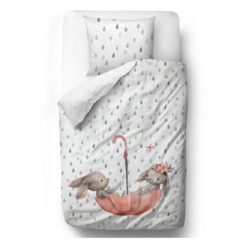 Lenjerie de pat din bumbac satinat pentru copii Mr. Little Fox Bunnie, 100 x 130 cm