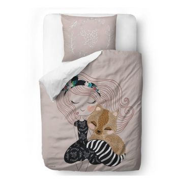 Lenjerie de pat din bumbac satinat pentru copii Mr. Little Fox Two Princesses, 100 x 130 cm