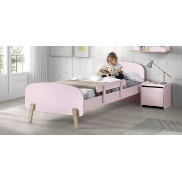 Pat din lemn de pin si MDF cu protectie, pentru copii Kiddy Roz, 200 x 90 cm