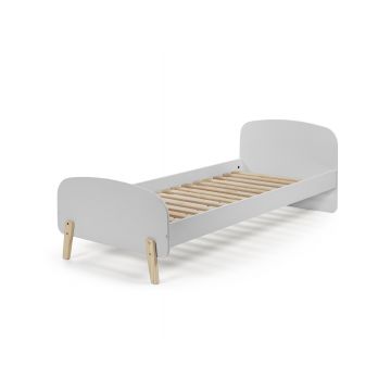 Pat din lemn de pin si MDF pentru copii Kiddy Gri, 200 x 90 cm