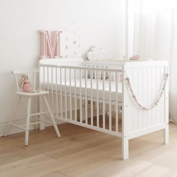 Patut din lemn pentru bebe inaltime saltea reglabila Country Alb 120x60 cm