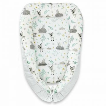 Set 4 in 1 Cosulet bebelus Baby Cocoon 90x50 cm Forest friends GreyMint