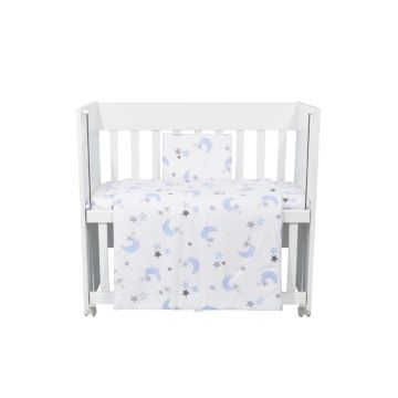 Set lenjerie 4 piese Mini Cot Blue moon white