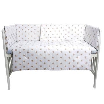 Set lenjerie 4 piese Mini Cot Cream stars