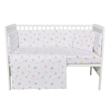 Set lenjerie 4 piese Mini Cot Pink Clouds