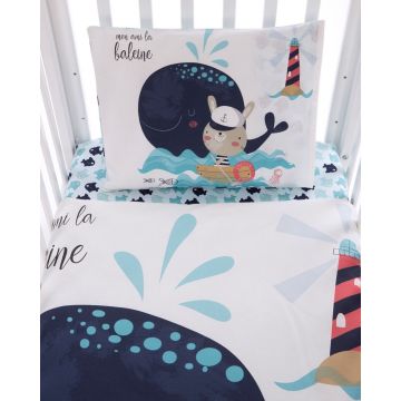 Set lenjerie patut cu 5 piese KikkaBoo Happy Sailor