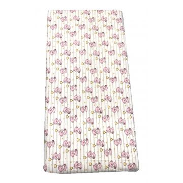 Cearsaf cu elastic pe colt 140x70 cm Ursi cu inimioare roz Cearsaf cu elastic pe colt 140x70 cm Ursi cu inimioare roz