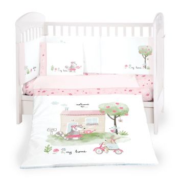 Lenjerie patut cu 6 piese cu protectii laterale din burete 70x140 cm My home