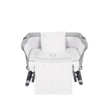 Lenjerie patut cu broderie Mini Cot KikkaBoo Elephant Time