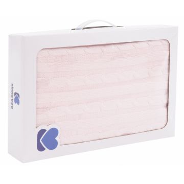 Paturica tricotata din bumbac 75 x 100 cm KikkaBoo Light Pink