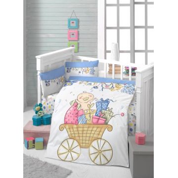 Set lenjerie pentru copii, din bumbac Ranforce, 4 piese, Baby Multicolor, 100 x 150 cm