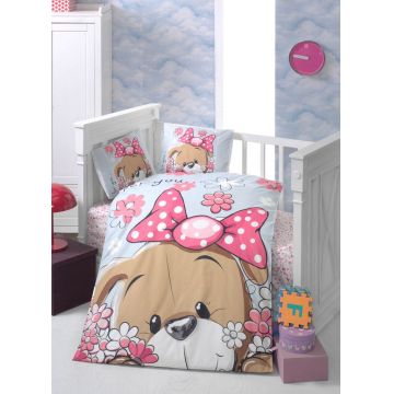 Set lenjerie pentru copii, din bumbac Ranforce, 4 piese, Cute Multicolor, 100 x 150 cm