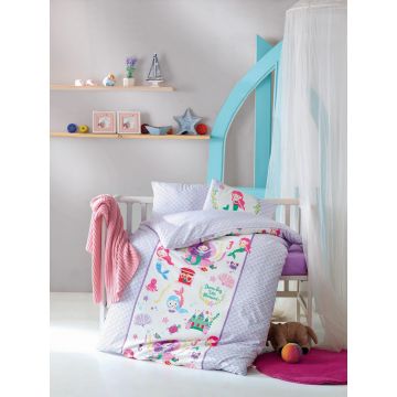 Set lenjerie pentru copii, din bumbac Ranforce, 4 piese, Deniz Multicolor, 100 x 150 cm