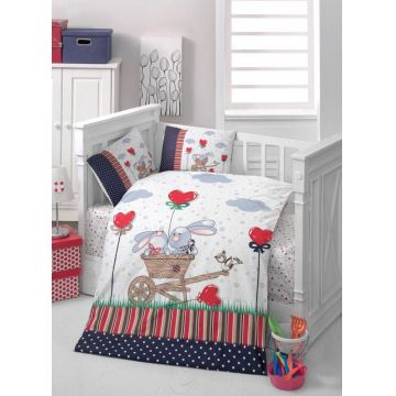 Set lenjerie pentru copii, din bumbac Ranforce, 4 piese, Dream Multicolor, 100 x 150 cm