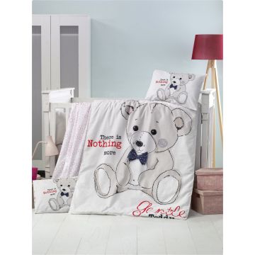 Set lenjerie pentru copii, din bumbac Ranforce, 4 piese, Teddy Multicolor, 100 x 150 cm