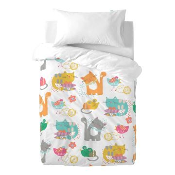 Lenjerie de pat din bumbac pentru copii Moshi Moshi Cat & Mouse, 100 x 120 cm