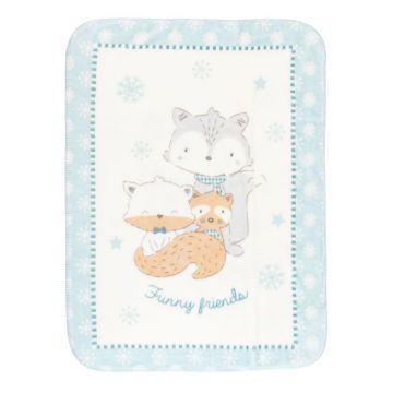 Paturica moale Super Soft 110 x 140 cm Funny Friends Blue