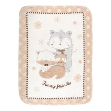 Paturica moale Super Soft 80 x 110 cm Funny Friends Beige